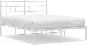 vidaXL Cadru de pat metalic cu tăblie, alb, 140x200 cm
