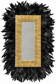 Oglinda decorativa de perete, dreptunghiulara cu pene negre GOLDIE, 110 X 80 cm