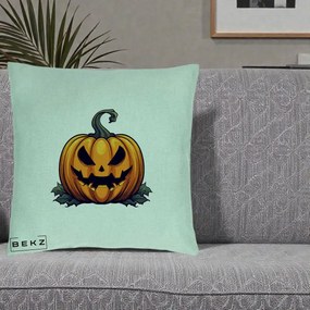 Perna Decorativa Halloween Jack-o'-Lantern Infricosator, 40x40 cm, Verde Menta, Husa Detasabila, Perna Inclusa, BEKZ®