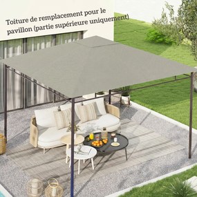 Outsunny Pânză de schimb pentru pavilion tonelă cort acoperiş de înlocuire gazebo de grădină poliester 180 g/m² 3 x 3 m gri | Aosom Romania