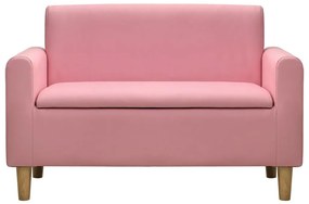 Canapea pentru copii cu 2 locuri, roz, piele ecologica Roz