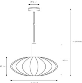 Lustră pe cablu Lucide 03447/52/38 CORINA 1xE27/40W/230V d. 50 cm crem