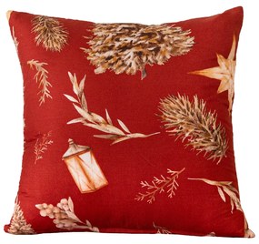 Husa pentru perna din microfibra GOLD CHRISTMAS 45x45 cm, rosu