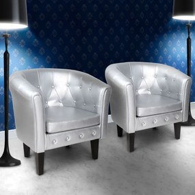 MIADOMODO MIADOMODO Set de fotolii Chesterfield, argintiu