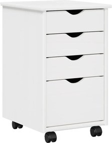 vidaXL Cabinet mobil cu roata Alb 34 x 39 x 56 cm Lemn masiv de pin