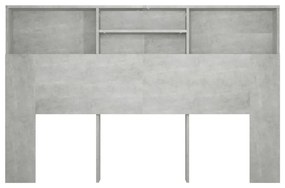 Tăblie de pat cu dulap, gri beton, 160x19x103,5 cm