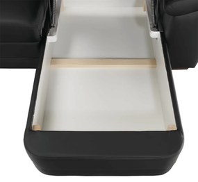 Colţar în formă de U, piele ecologică neagră, model dreapta, BITER U