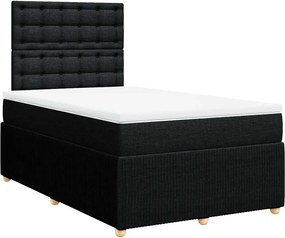 vidaXL Pat box spring cu saltea, negru, 120x190 cm, catifea