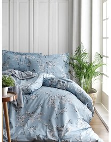 Lenjerie de pat albastră din bumbac ranforcé pentru pat dublu, extinsă 240x220 cm Blue Floral – Mila Home Luxury