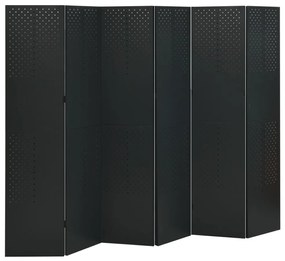 Paravan de camera cu 6 panouri, negru, 240x180 cm, otel Negru, 240 x 180 cm, 1