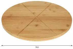 Platou taiere pizza Kinghoff KH 1565, 35 cm, Divizare 6 bucati, Bambus