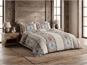 Lenjerie de pat creponata HEART RETRO POLY maro Dimensiune lenjerie de pat: 70 x 90 cm | 140 x 200 cm