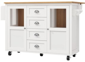 Insulă de bucătărie cu blat reglabil, Alb | Aosom Romania