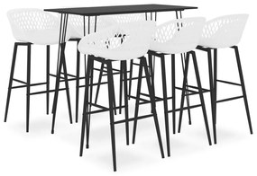 vidaXL Set mobilier de bar, 7 piese, negru și alb