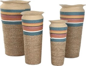 Set 4 suporturi pentru ghivece din fibră naturală cu accente multicolore, „Seychelles”