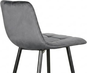OFERTA Scaun de bar gri MILA VELVET cu picioare negre calitatea II