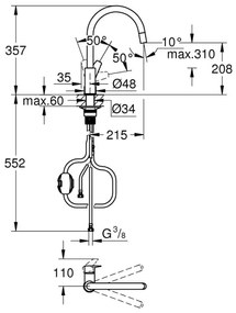 GROHE 30550000 - Baterie pentru chiuvetă START EDGE, 357 mm, crom lucios