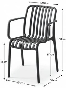 Scaun din plastic TREGO cu brate, antracit