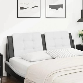 374871 vidaXL Pernă pentru tăblie pat, alb și negru, 160cm, piele artificială