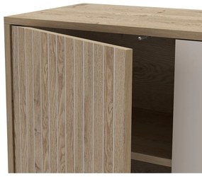 Comodă gri/în culoare naturală joasă cu aspect de lemn de stejar 180x80 cm Millay – Marckeric