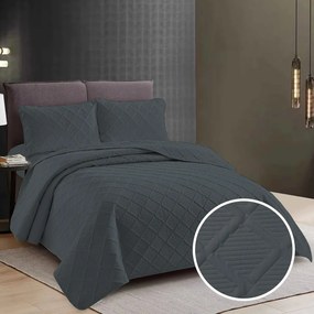 CUVERTURĂ PAT UNI + 2 FEȚE DE PERNĂ – COOL GRAY