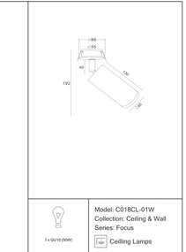 Spot directionabil incastrabil tavan/plafon Focus MYC018CL-01W