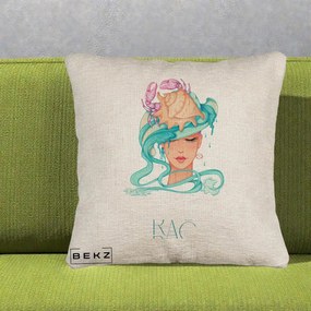 Perna Personalizata Zodie Rac, 40x40 cm, Bej Canapea, Husa Detasabila, Perna Inclusa, BEKZ®