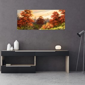 Tablou - Râu în peisaj de toamnă (120x50 cm)