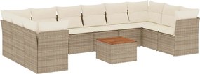 vidaXL Set canapele de grădină cu perne, 11 piese, bej, poliratan