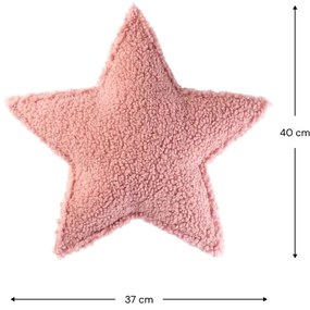 Pernă decorativă pentru copii roz cu tapițerie din țesătură bouclé Star – Wigiwama