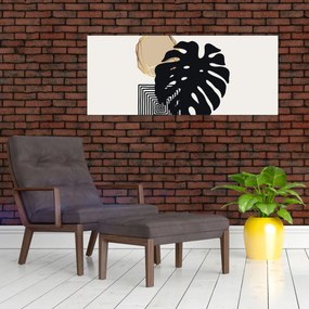 Tablou - Abstracție cu frunze tropicale N⁰2 (120x50 cm)