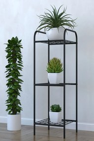 Etajera metal pentru flori 3 rafturi Decor Homs 33 x 100 x 31 cm, negru