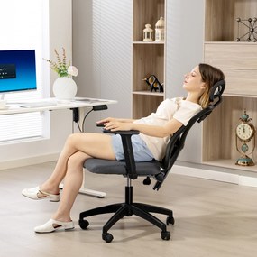 Vinsetto Scaun de Birou cu Inaltime Reglabila, 66x61x106-116cm, Gri Închis | Aosom Romania
