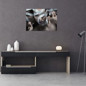 Tablou pe sticlă cu femeie și panglică (70x50 cm)