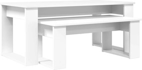 vidaXL Set de măsuțe de cafea 2 pcs Alb Lemn compozit