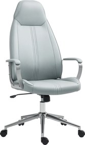 HOMCOM Fotoliu birou fauteuil de birou înălțime reglabilă funcție de balans cu rotile pivotante 68 x 65 x 119-128,5 cm gri | Aosom Romania