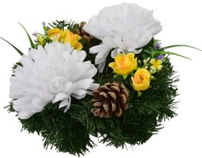 Coroană funerară Crizanteme albe, 20 cm