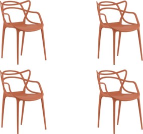 Set 4 bucati scaune din plastic KATO, teracota