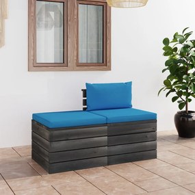 3061675 vidaXL Set mobilier grădină din paleți, 2 piese, cu perne, lemn de pin