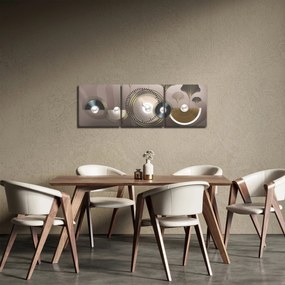 Tablou - Abstract maro-auriu (cu ceas) (90x30 cm)
