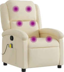 vidaXL Fotoliu rabatabil de masaj, crem, material textil