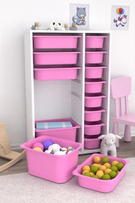 Dulap multifunctional, Hanah Home, Rine 2D4K8U, 69.5x109x30 cm, Alb/Roz