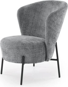 Fotoliu CEZAR, gri/negru, stofa catifelata/otel, 70x79x85 cm