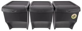 Coșuri de gunoi negre 3 buc. pentru reciclare 3x22 l din plastic – Orion