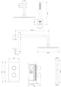 Omnires Contour set de dus ascuns cu termostat da cupru SYSCT11CPB