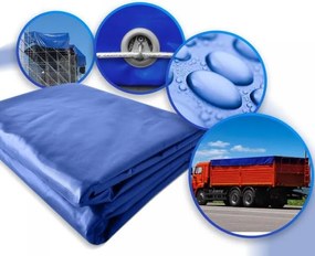 Prelată JAGO 650 g / m², ochi de aluminiu, albastru, 4 x 6 m