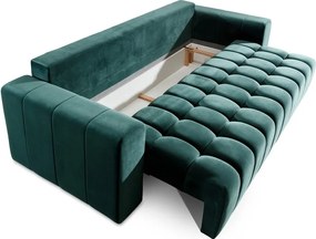 Canapea verde-închis extensibilă/cu spațiu de depozitare cu tapițerie din catifea 247 cm Lazaro – ELTAP