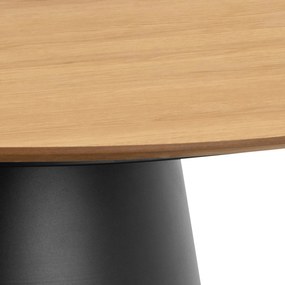 MAZZONI EXPORT BOSCO Stejar natural/picior negru - MASĂ ROTUNDĂ 120 cm PENTRU BUCĂTĂRIE SUFRAGERIE SALON FURNIR