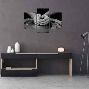 Tablou alb negru - producția de ceramică (90x60 cm)