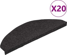 vidaXL Covorașe scară autoadezive 20 buc Negru 65x22,5x3,5 cm